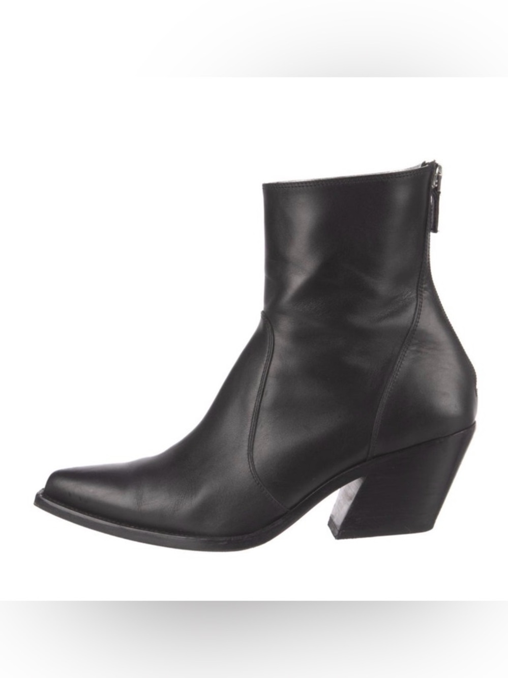 Givenchy Black Leather Pointed Ankle Boots with Block Heel
